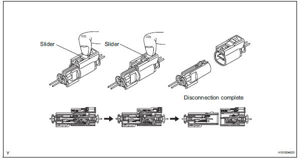 Toyota RAV4. Disconnection of connectors for front seat side airbag assembly