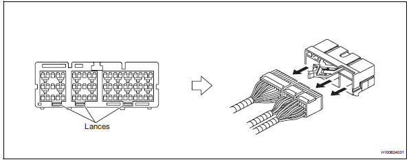 Toyota RAV4. Disconnection of connectors for center airbag sensor assembly